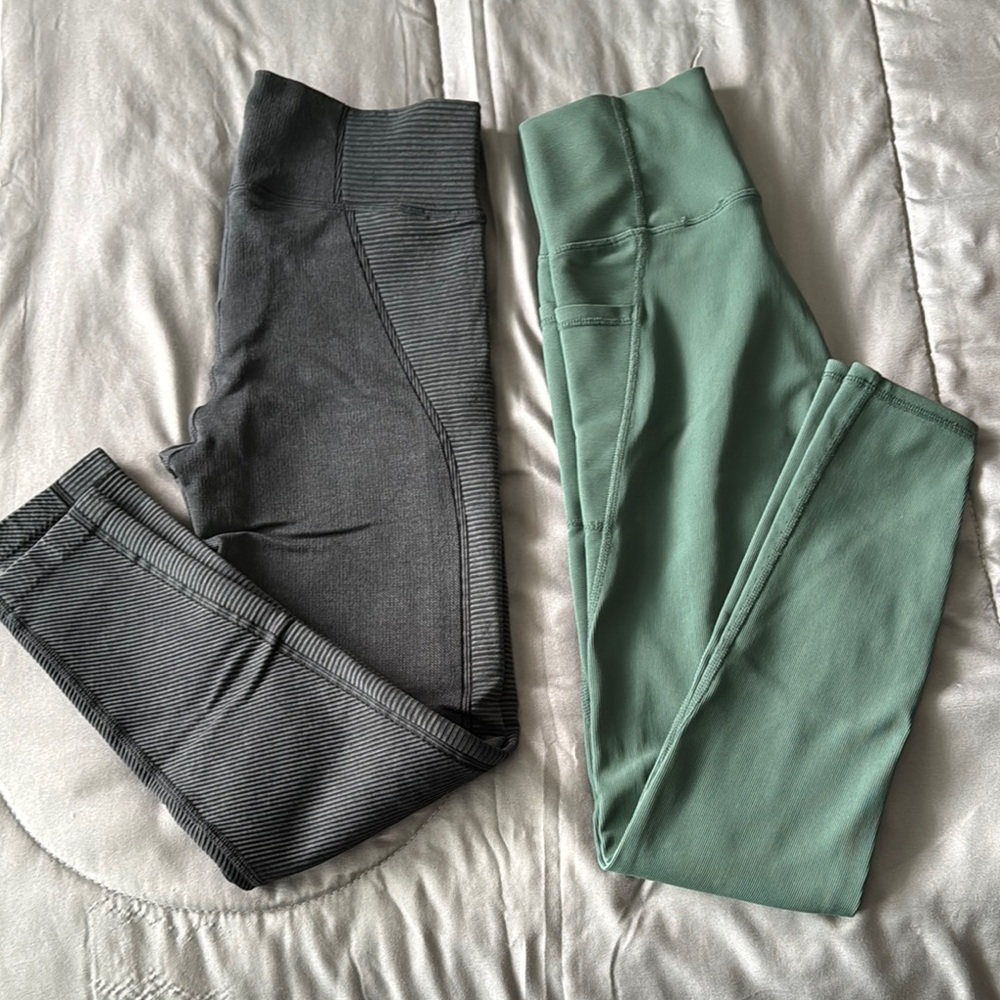 Gray and Green Leggings Set